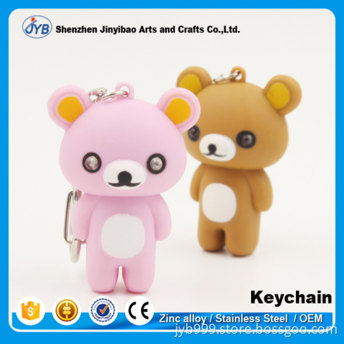 promotional gift plastic animals shape LED light keychain with your logo